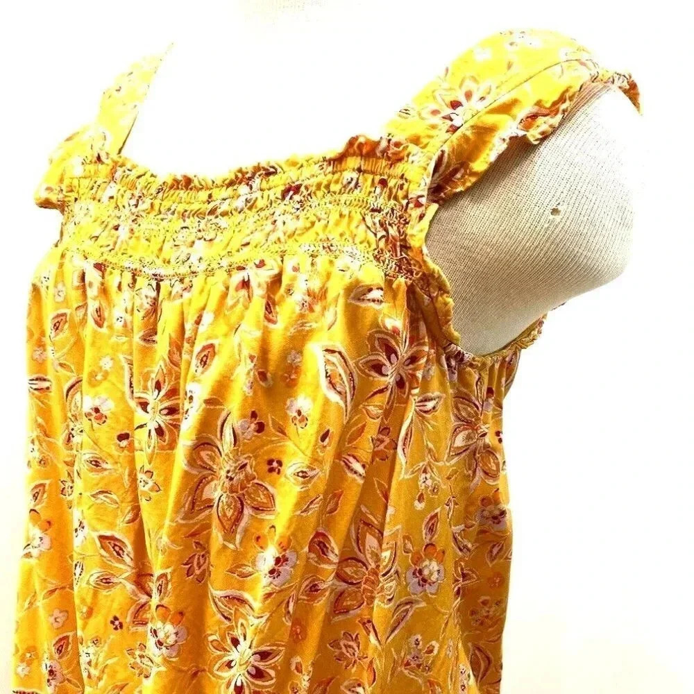 BEACH LUNCH LOUNGE Women Sleeveless Pullover Orange Floral Shirt Petite Small - Picture 5 of 9